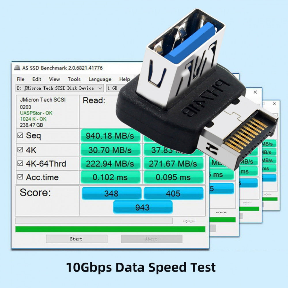 USB 3.1 Front Panel Header Male Type-E to Type-A USB3.0 Female  Data Adapter Down Angled 90 Degree for Motherboard