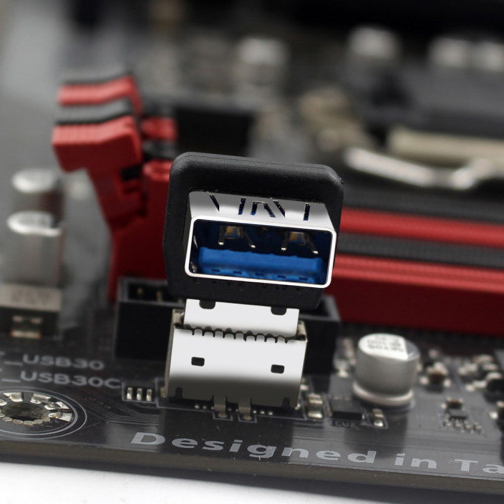 USB 3.1 Front Panel Header Male Type-E to Type-A USB3.0 Female  Data Adapter Down Angled 90 Degree for Motherboard
