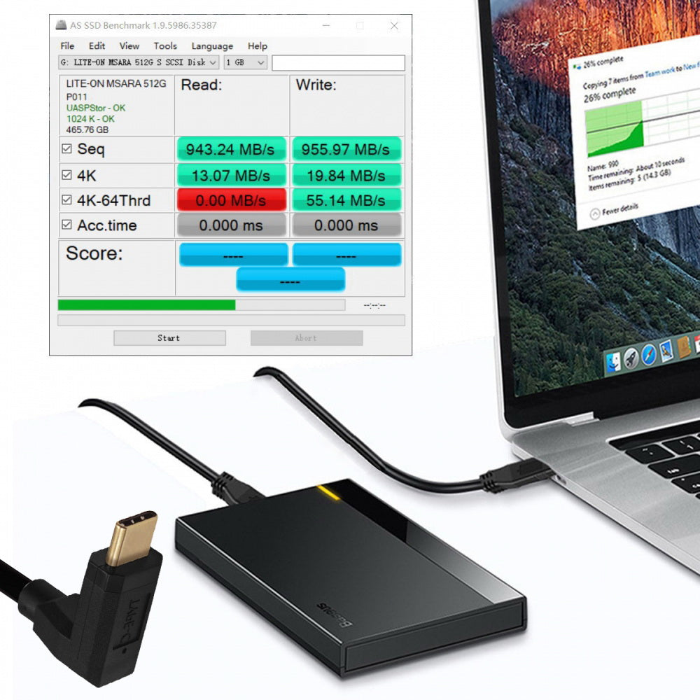 USB3.1 Type-C Male to USB-C Vertical 90 Degree Up Down Angled 10Gbps 4K Data Cable 65W