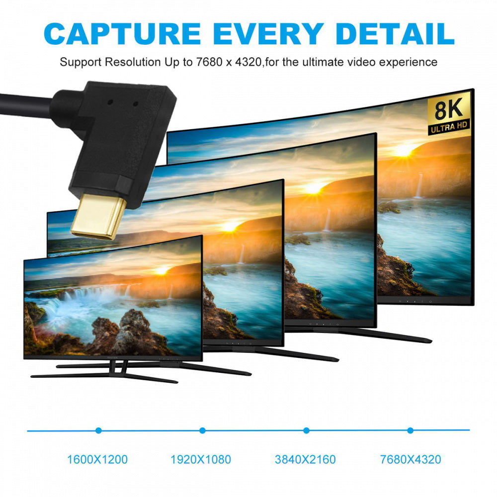 USB3.1 Type-C Male to USB-C Horizontal 90 Degree Left Right Angled 10Gbps Data Cable 65W
