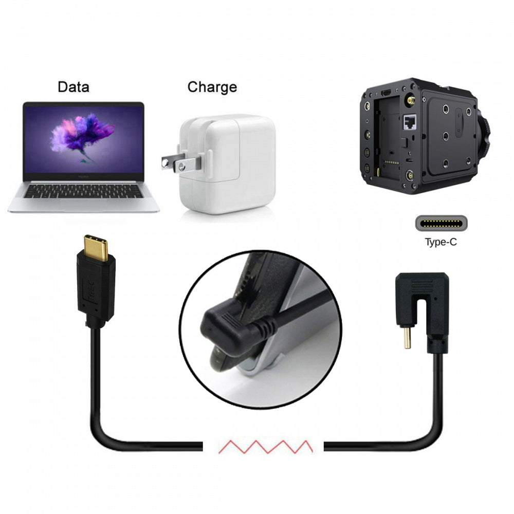 USB3.1 Type-C Male to USB-C 360 Degree Opposite Back Angled 10Gbps Data 4K Cable 65W