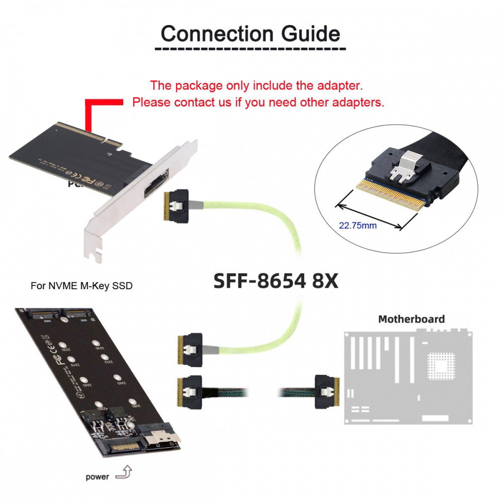 External Slimline SFF-8654 8X 74Pin to PCIE Express 3.0 PCIE4.0 Raid Card VROC Raid0 Hyper Adapter