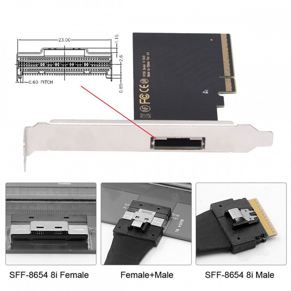 External Slimline SFF-8654 8X 74Pin to PCIE Express 3.0 PCIE4.0 Raid Card VROC Raid0 Hyper Adapter