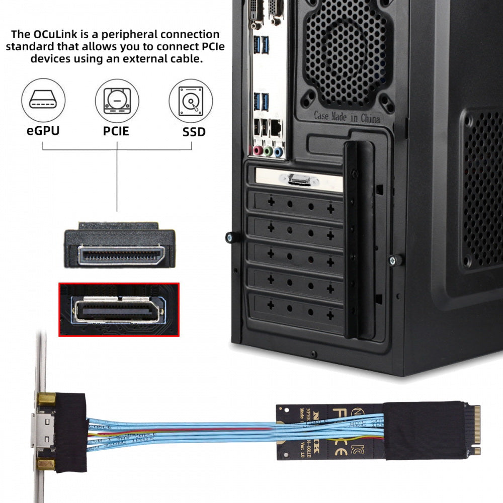 2280 NGFF PCI-E4.0 M.2 M-key to Oculink SFF-8612 SFF-8611 Host Cable 30cm with Bracket for NVME U.2 SSD eGPU