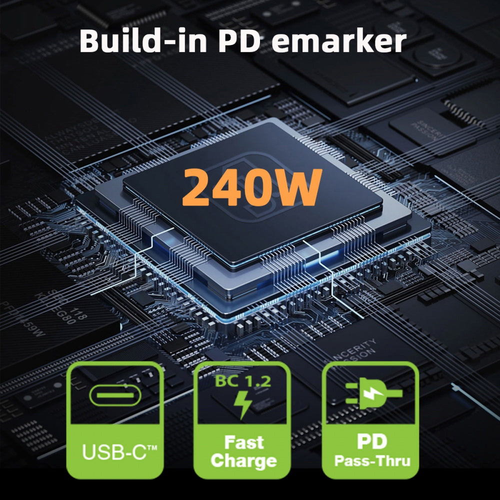 USB5.0 80Gbps Male to Female Extension Adapter Smart LED Display Switch with 240W 8K 5K Compatible with USB4.0 Thunderbolt3/4/5