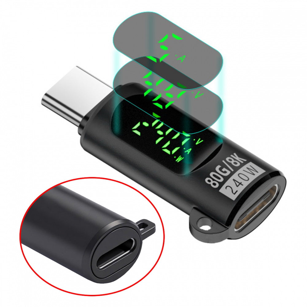 USB5.0 80Gbps Male to Female Extension Adapter Smart LED Display with 240W 8K 5K Compatible with USB4.0 Thunderbolt3/4/5