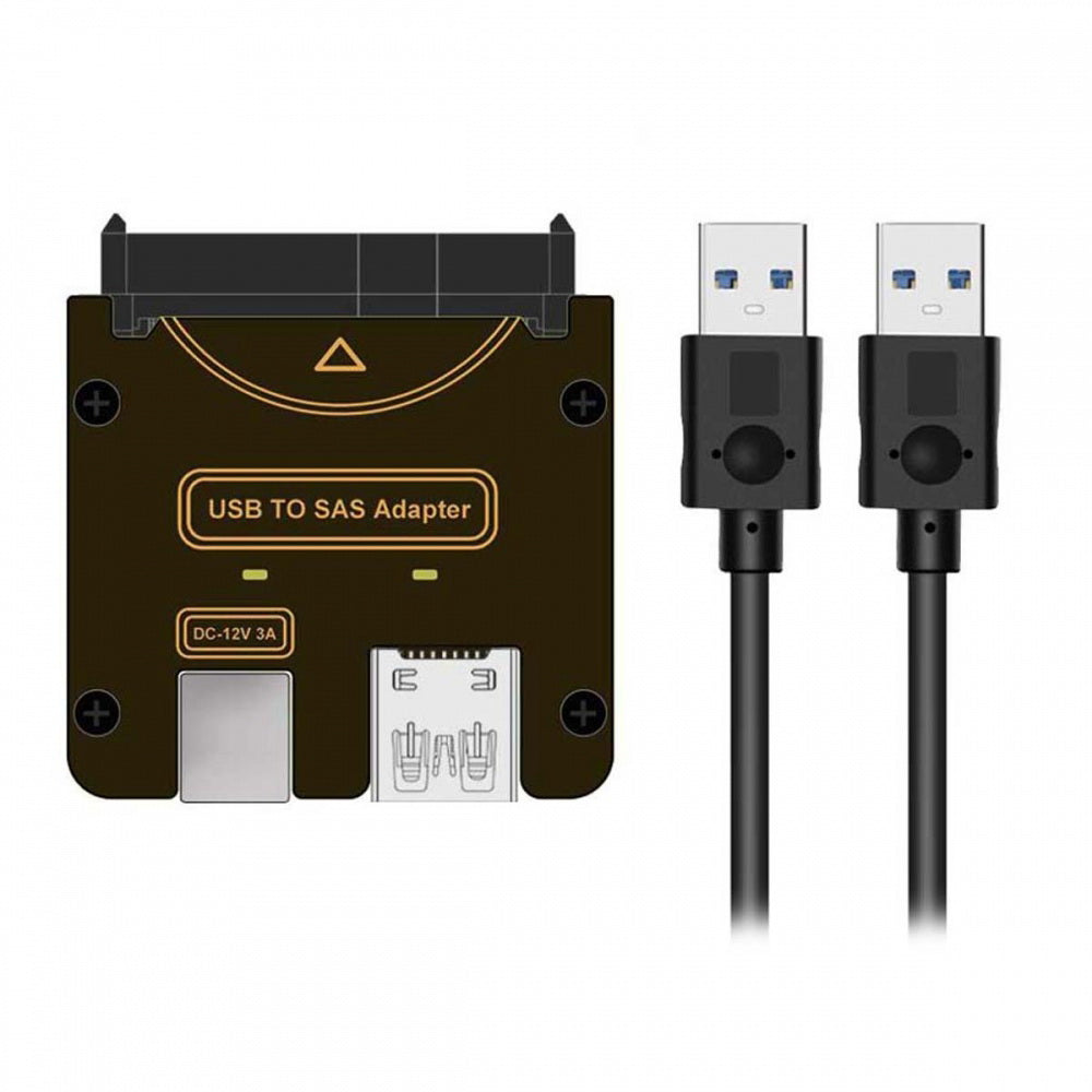 SFF-8482 SAS 29Pin to USB 3.0 5Gbps Hard Disk Drive Raid Adapter with Chipset and Power Port (Need 12V/3A Power Supply)