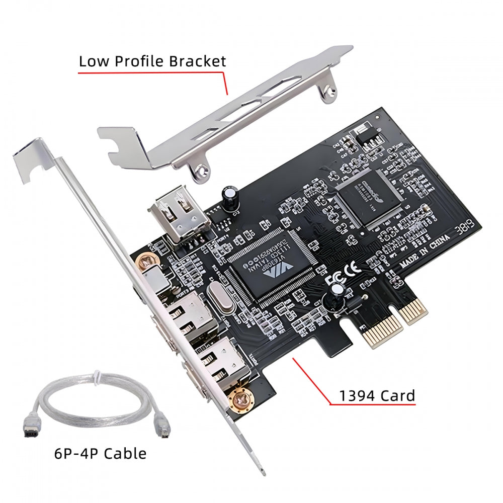 PCI-E 1X 4X 16X to Firewire 400 Capture Card IEEE 1394a PCI Express 4 Ports Card 6Pin and 4Pin IEEE-1394 400Mbps Adapter for Windows Mac Os Linux