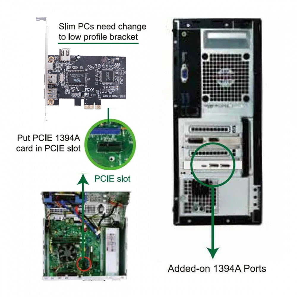PCI-E 1X 4X 16X to Firewire 400 Capture Card IEEE 1394a PCI Express 4 Ports Card 6Pin and 4Pin IEEE-1394 400Mbps Adapter for Windows Mac Os Linux