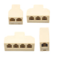4pcs/lot 1-in-2-out 1-to-3 1-to-4 Way Outlet 6P4C RJ11 RJ12 Telephone Phone Modular Jack Line Splitter Adapter Extender