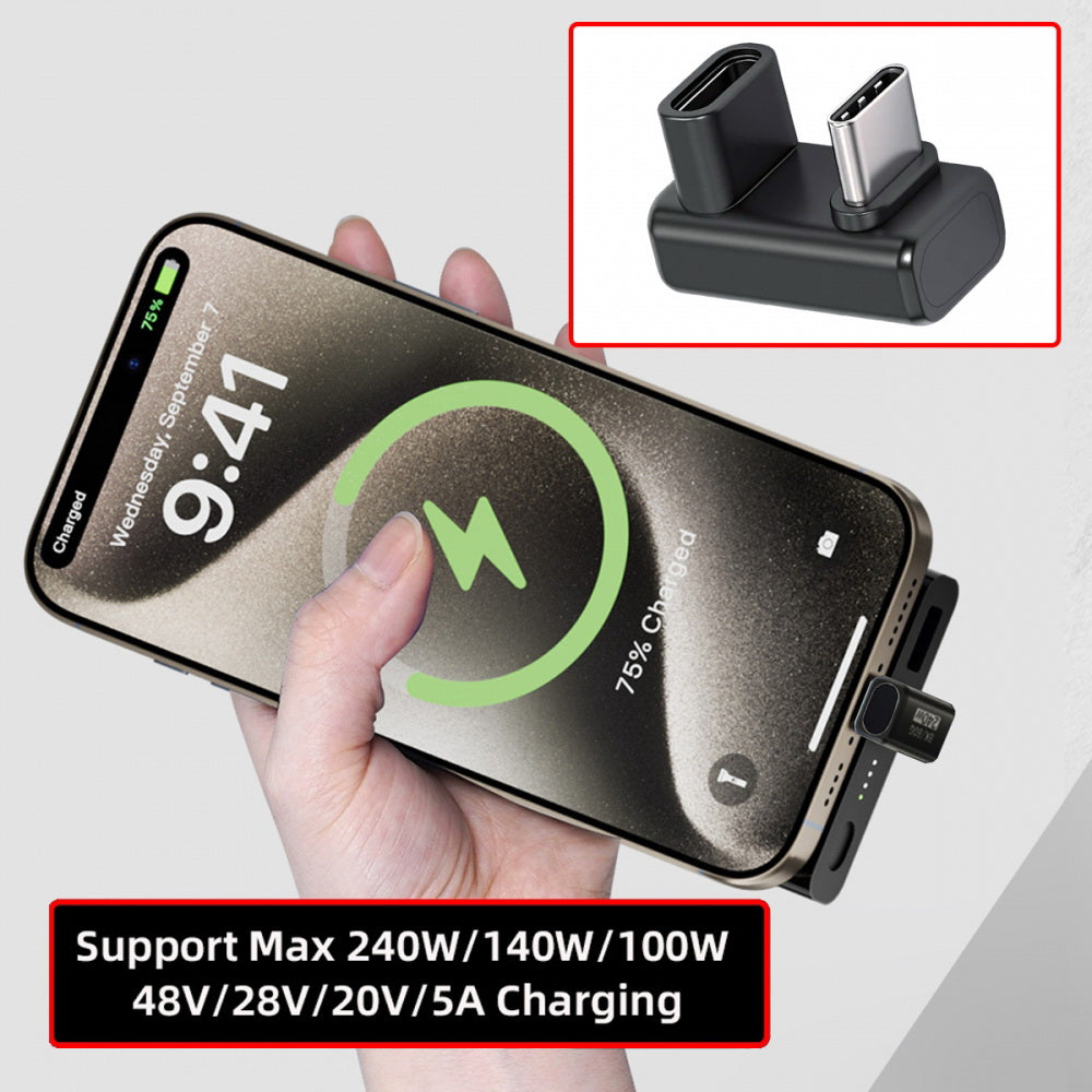 USB5.0 80Gbps Male to Female Extension Adapter Opposite U Shape Back Angled with 240W 16K 8K 5K Compatible with USB4.0 Thunderbolt3/4/5