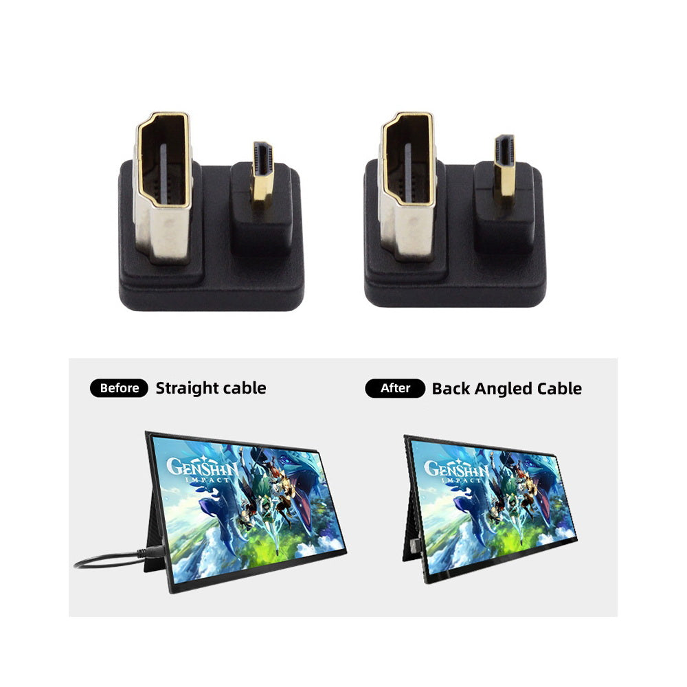 2pcs/lot Up & Down Micro HDMI 1.4 Male Type-D to HDMI Female Port Saver 360 Degree Opposite U Shape Back Angled Extension Adapter