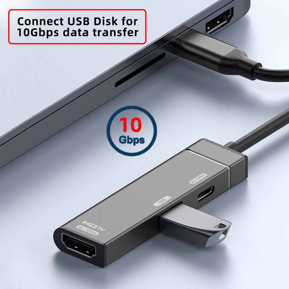 USB-C Type-C to HDMI 4K@120hz USB 3.0 OTG Converter HDTV Multiport Adapter with Female PD 100W Power Port