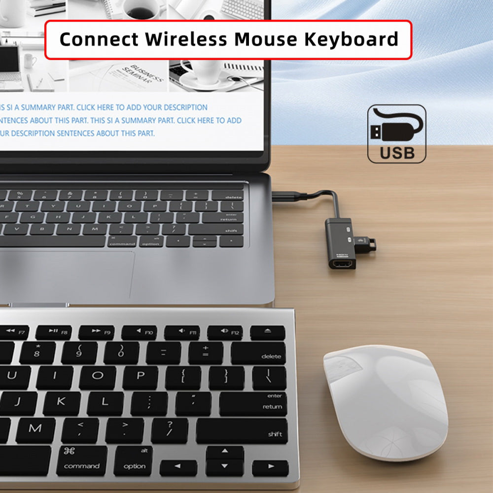 USB-C Type-C to HDMI 4K@120hz USB 3.0 OTG Converter HDTV Multiport Adapter with Female PD 100W Power Port