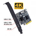 PCI-E Express 4x & Mini Displayport 1.4 Input to Dual 10Gbps USB 3.1 Type-C USB-C & 4K 60hz Output Desktop Graphics Expansion Card Adapter ASM3142