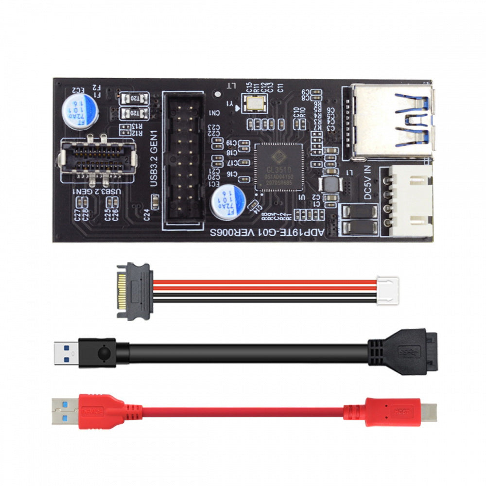Type-C USB-C & 19/20Pin Header to USB 3.0 20Pin & Type-E Dual Ports Female PCBA Type Adapter Splitter HUB 5Gbps