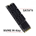 NGFF NVME M-Key PCI Express M.2 to 9 Ports SATA 3.0 6Gbps Adapter Converter Hard Drive Extension Card 2280 for NAS Computer