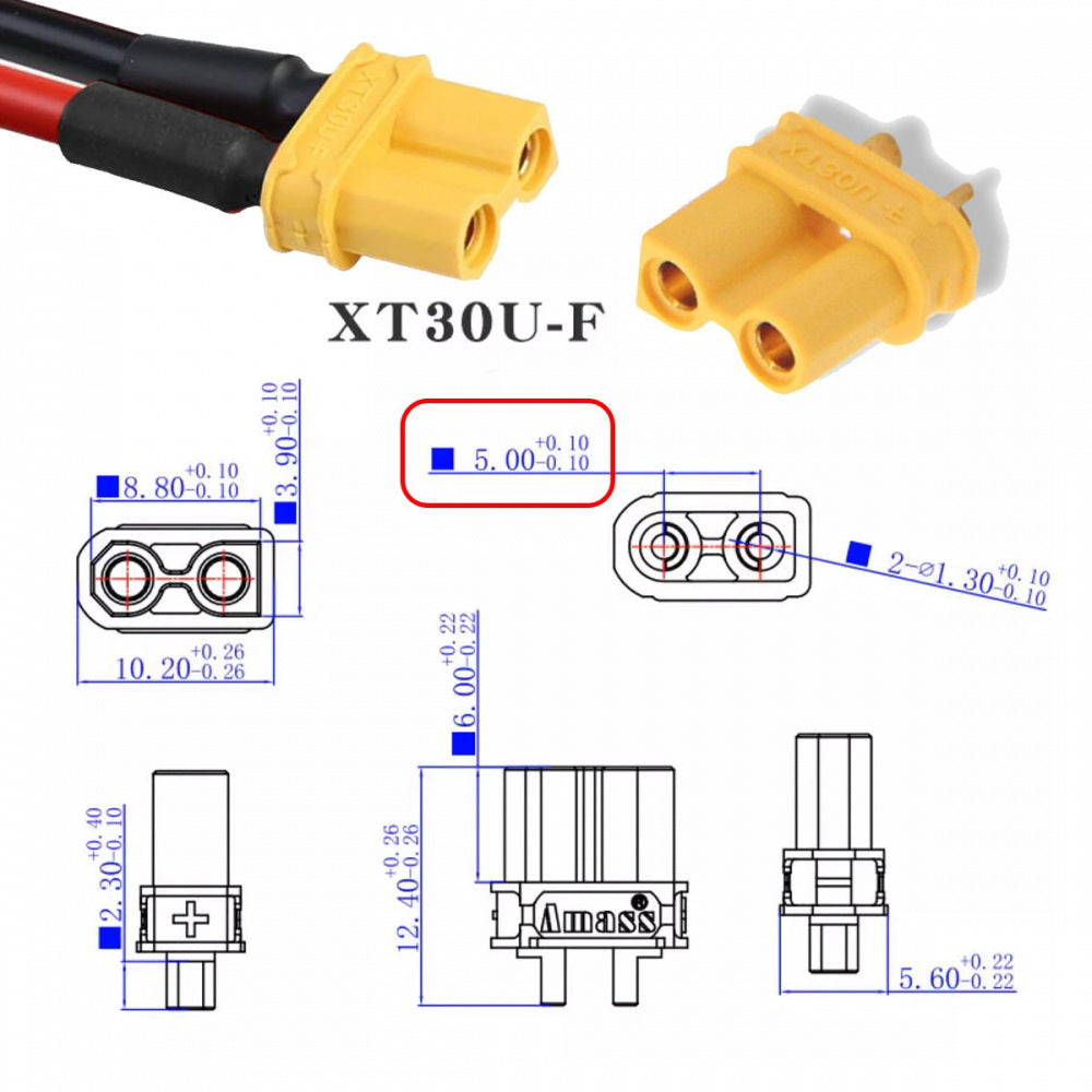 XT30 Female to Male 18AWG Extension Cable Connector for RC Battery Portable Power Station Solar Panel