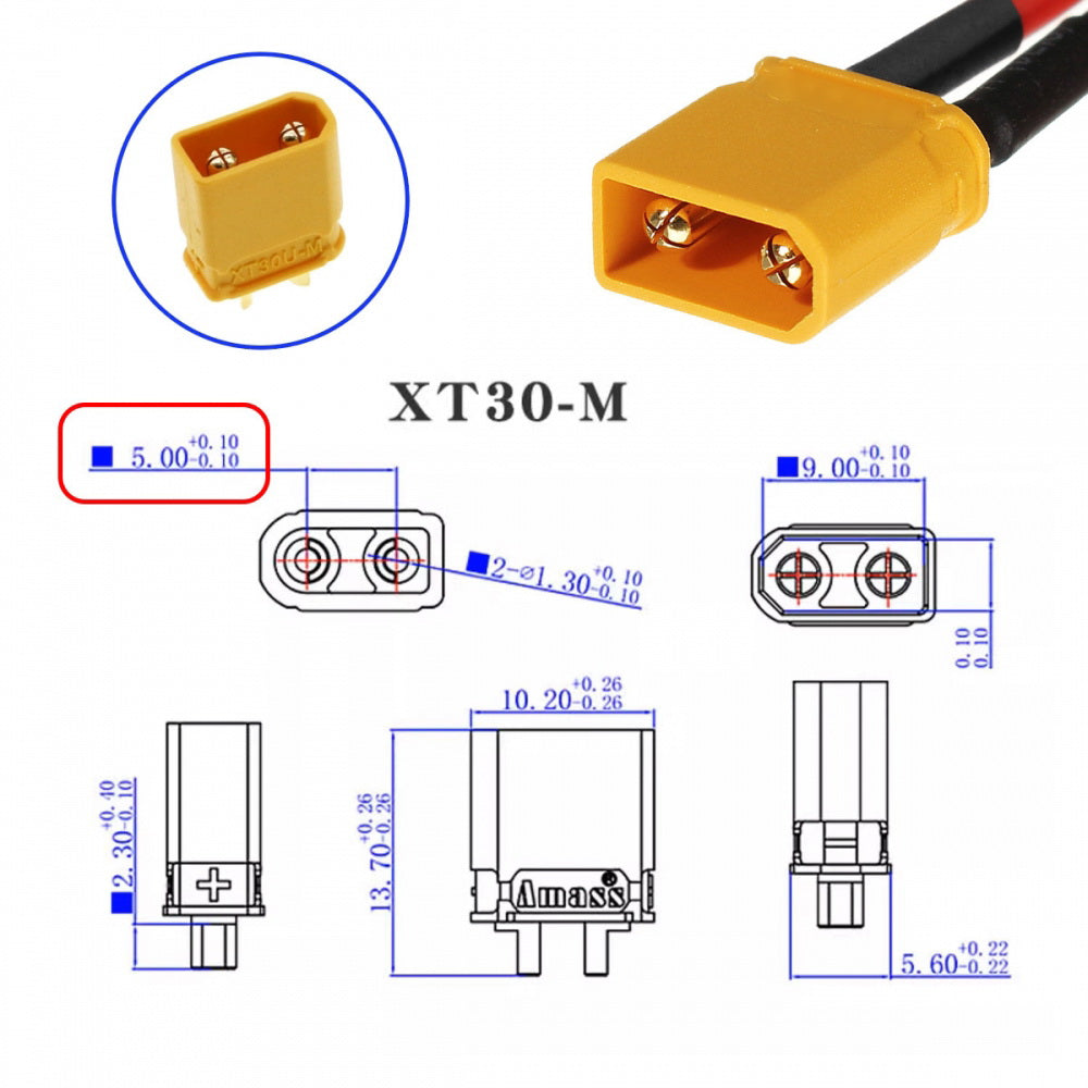 XT30 Male to Male 18AWG Extension Cable Connector for RC Battery Portable Power Station Solar Panel
