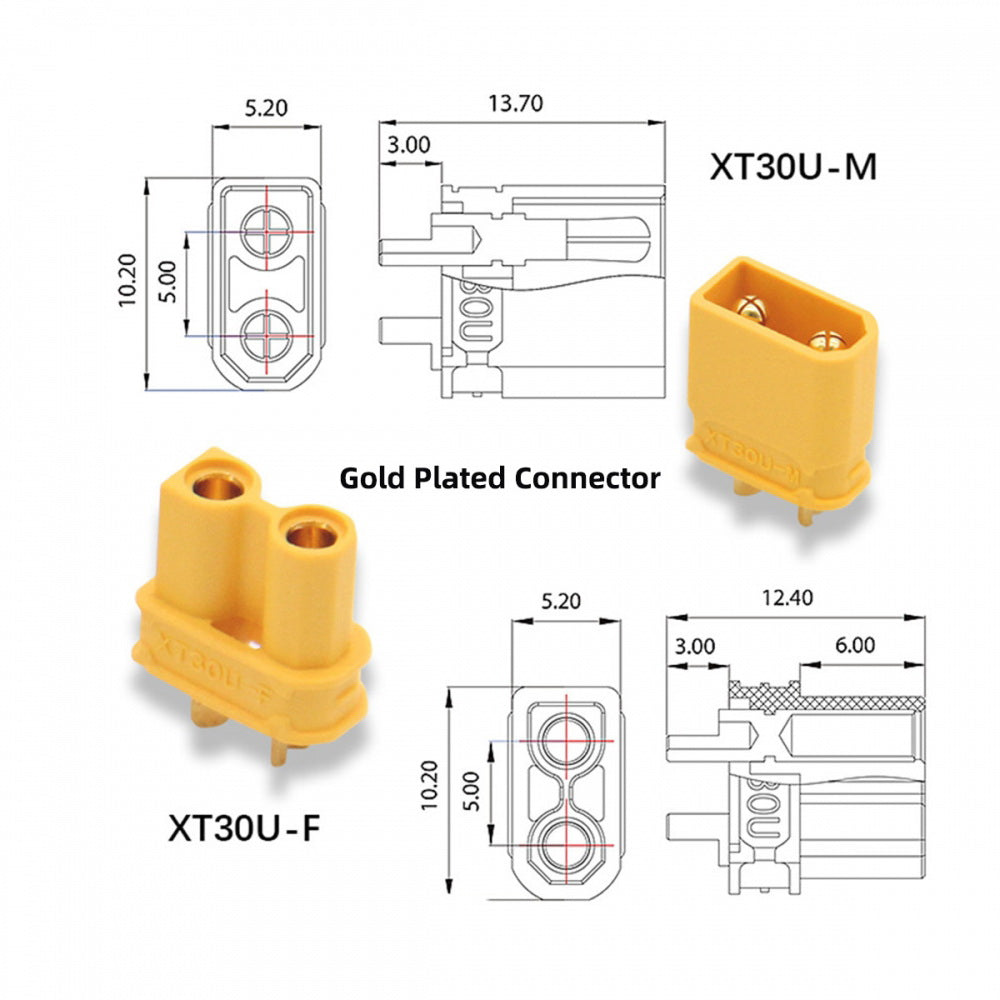 XT30 Male to Male 18AWG Extension Cable Connector for RC Battery Portable Power Station Solar Panel