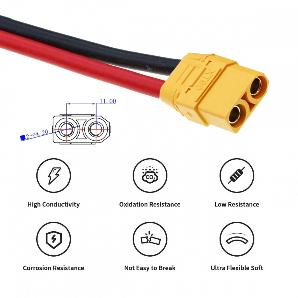XT90 Female to Female 10AWG Extension Cable Connector for RC Battery Portable Power Station Solar Panel