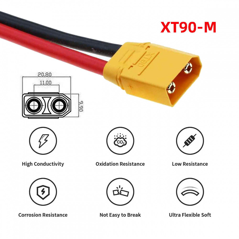 XT90 Male to Male 10AWG Extension Cable Connector for RC Battery Portable Power Station Solar Panel