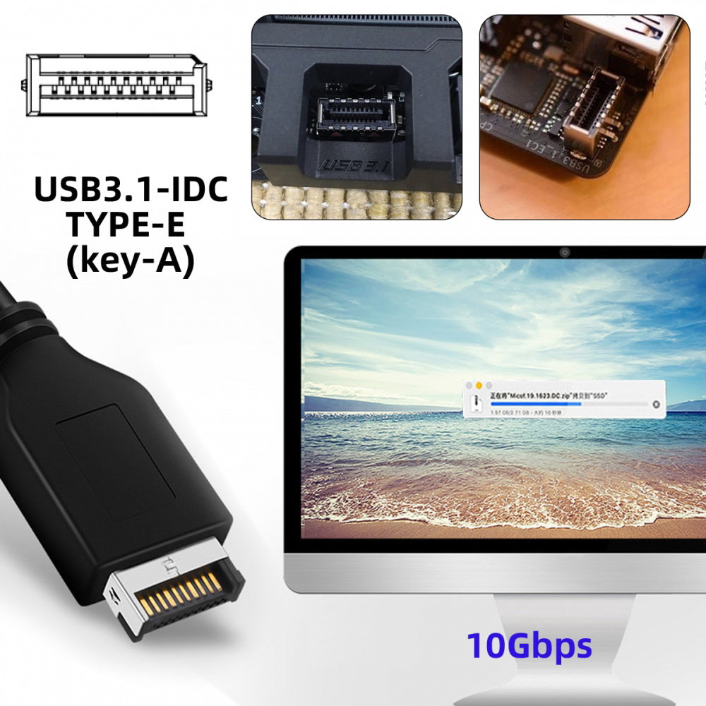 10Gbps USB 3.1 Type-A & Type-C HUB 4 Ports Front Panel to Motherboard Type-E Connector Cable 10Gbps for 5.25" CD-ROM Bay Tray