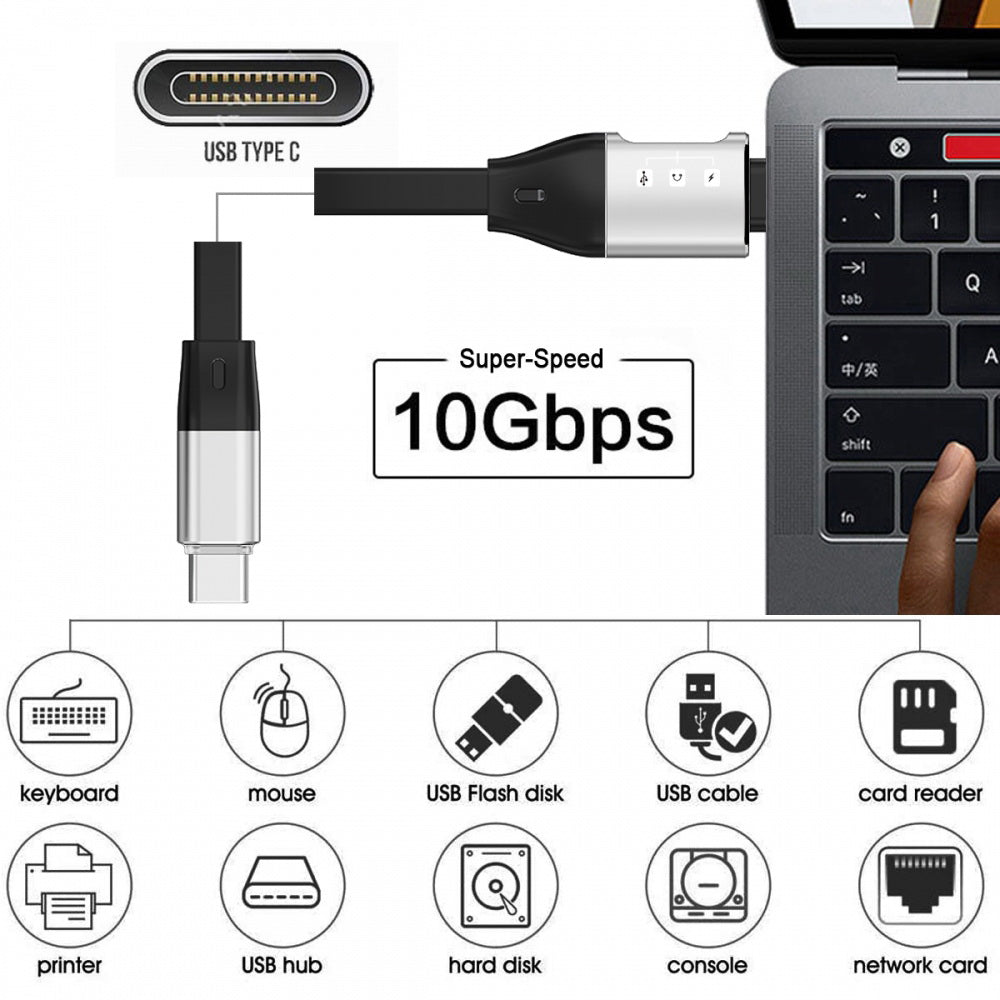 Type-C USB-C Male to Male USB 3.1 10Gbps & PD OTG Audio Female Port Flat Slim FPC Data Cable for Laptop Phone