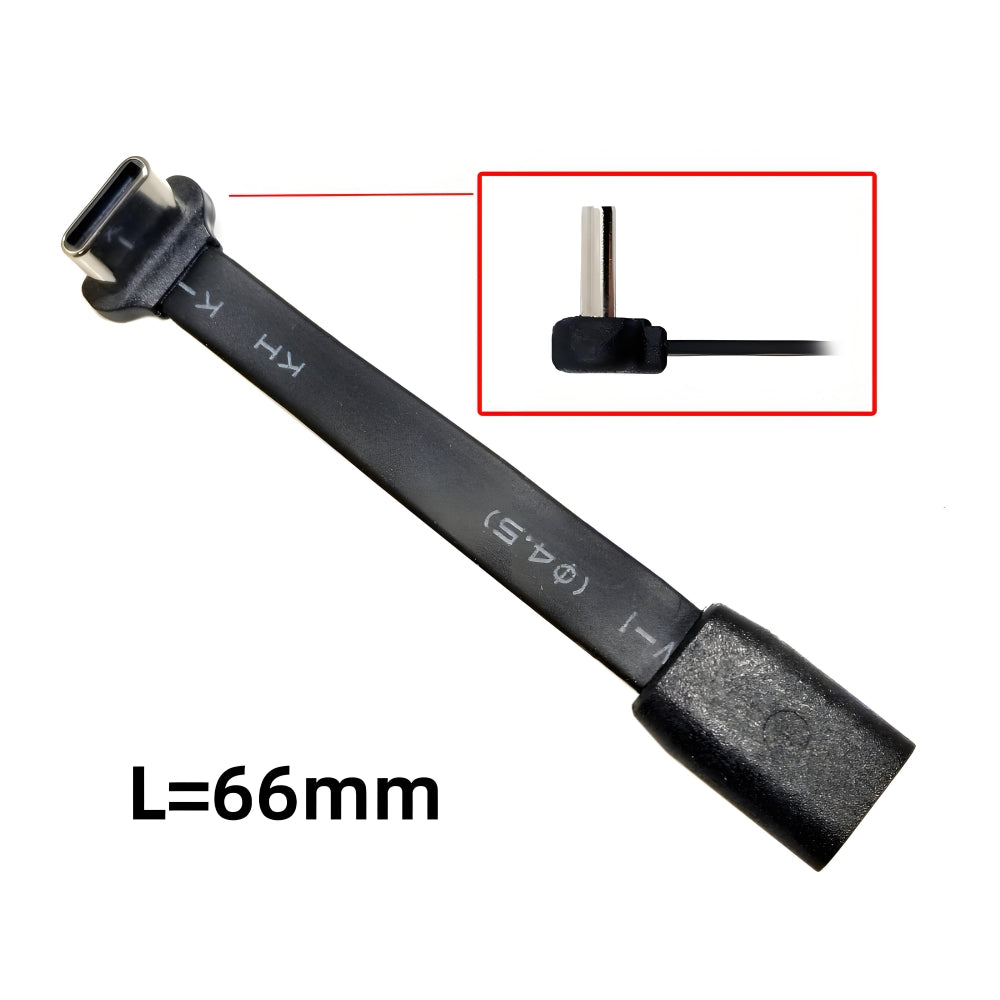Ultra Slim Flat USB-C Type-C Male to Female Extension Power USB2.0 Data Cable 90 Degree Up Down Angled 65W Fast Charge for Laptop Tablet Phone