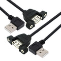 2pcs/lot Left & Right Angled Type USB 2.0 Type-A Male to USB Female Extension Cable Panel Type 90 Degree 25cm