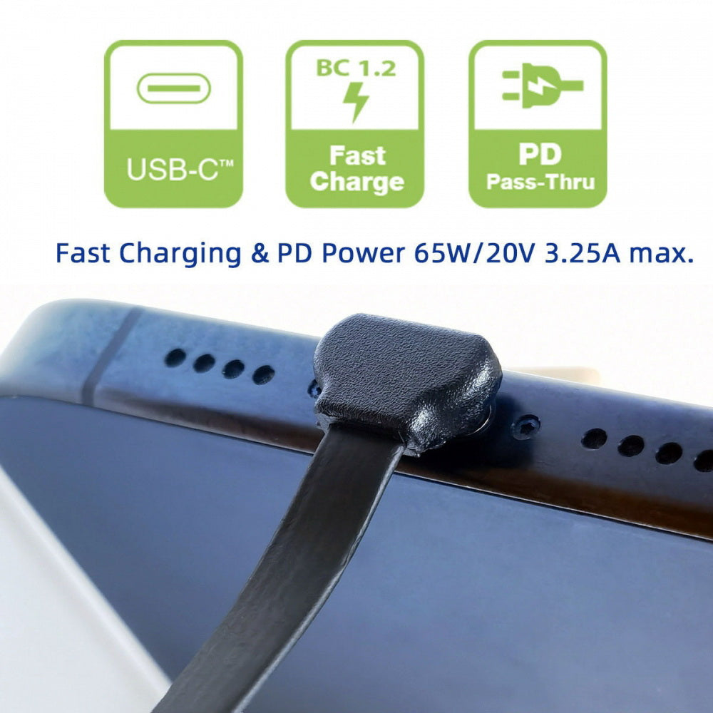 Ultra Slim Flat USB-C Type-C Male to Female Extension Power USB2.0 Data Cable 90 Degree Up Down Angled 65W Fast Charge for Laptop Tablet Phone