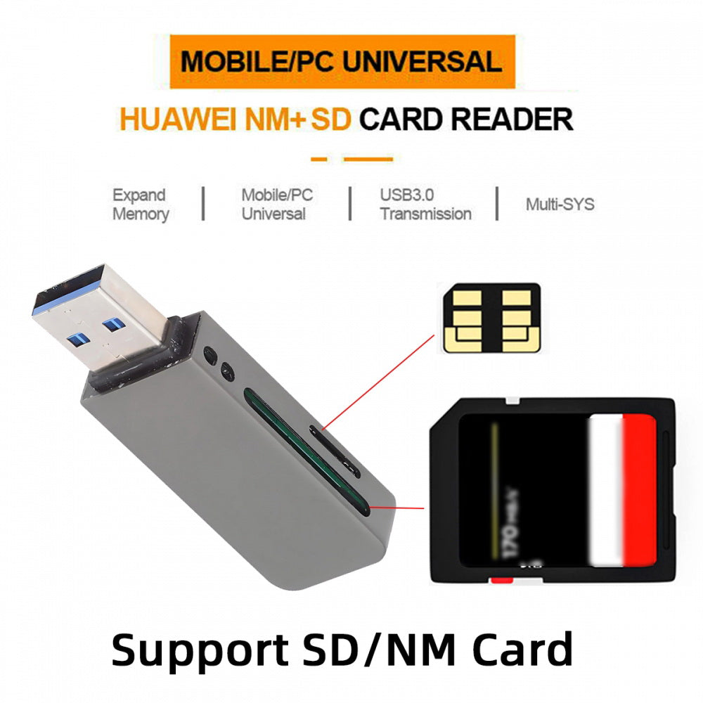 USB 3.0 to Nano Memory NM Card  & SD Card Reader Writer for Camera & Laptop & Tablet & Mate Serial Phone