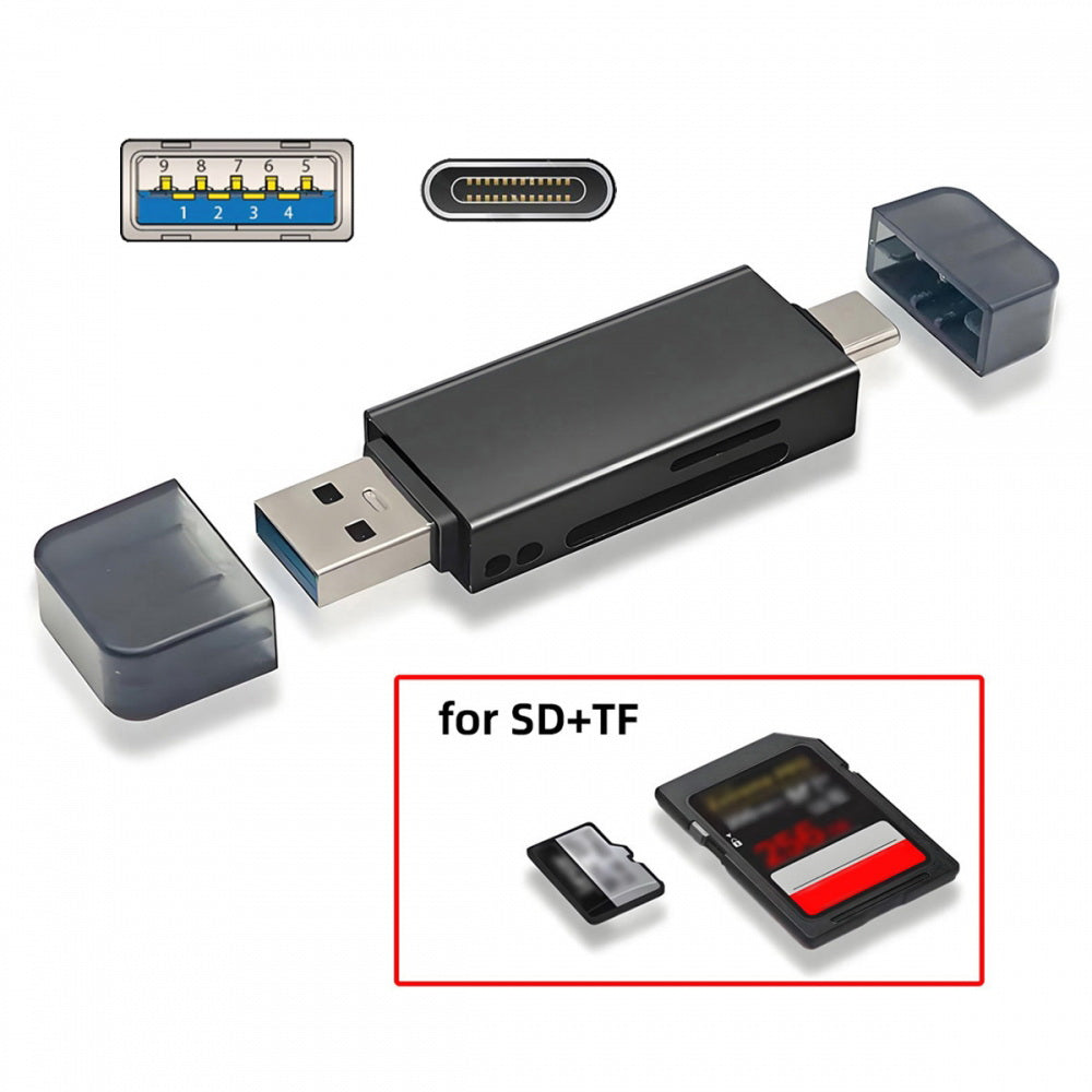USB 3.0 & Type-C to TF T-Flash Card & SD Card Reader Writer for Camera & Laptop & Tablet & Mate Serial Phone