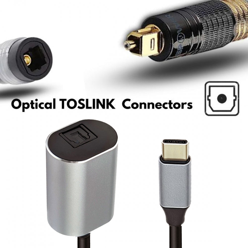 Type-C to SPDIF Toslink Optical Audio Jack Opt USB-C Male to Digital Optical Fiber Optic Sound Interface Female Adapter Wire for Laptop Desktop