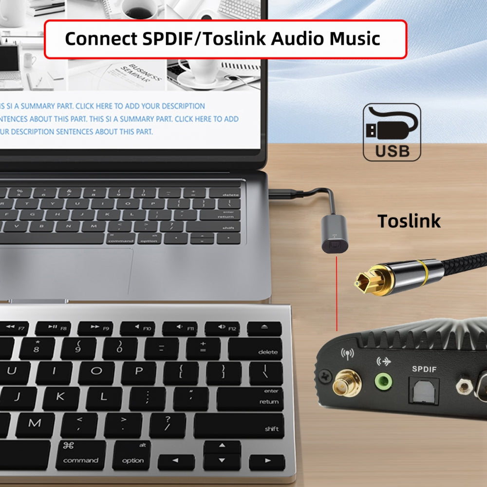 Type-C to SPDIF Toslink Optical Audio Jack Opt USB-C Male to Digital Optical Fiber Optic Sound Interface Female Adapter Wire for Laptop Desktop