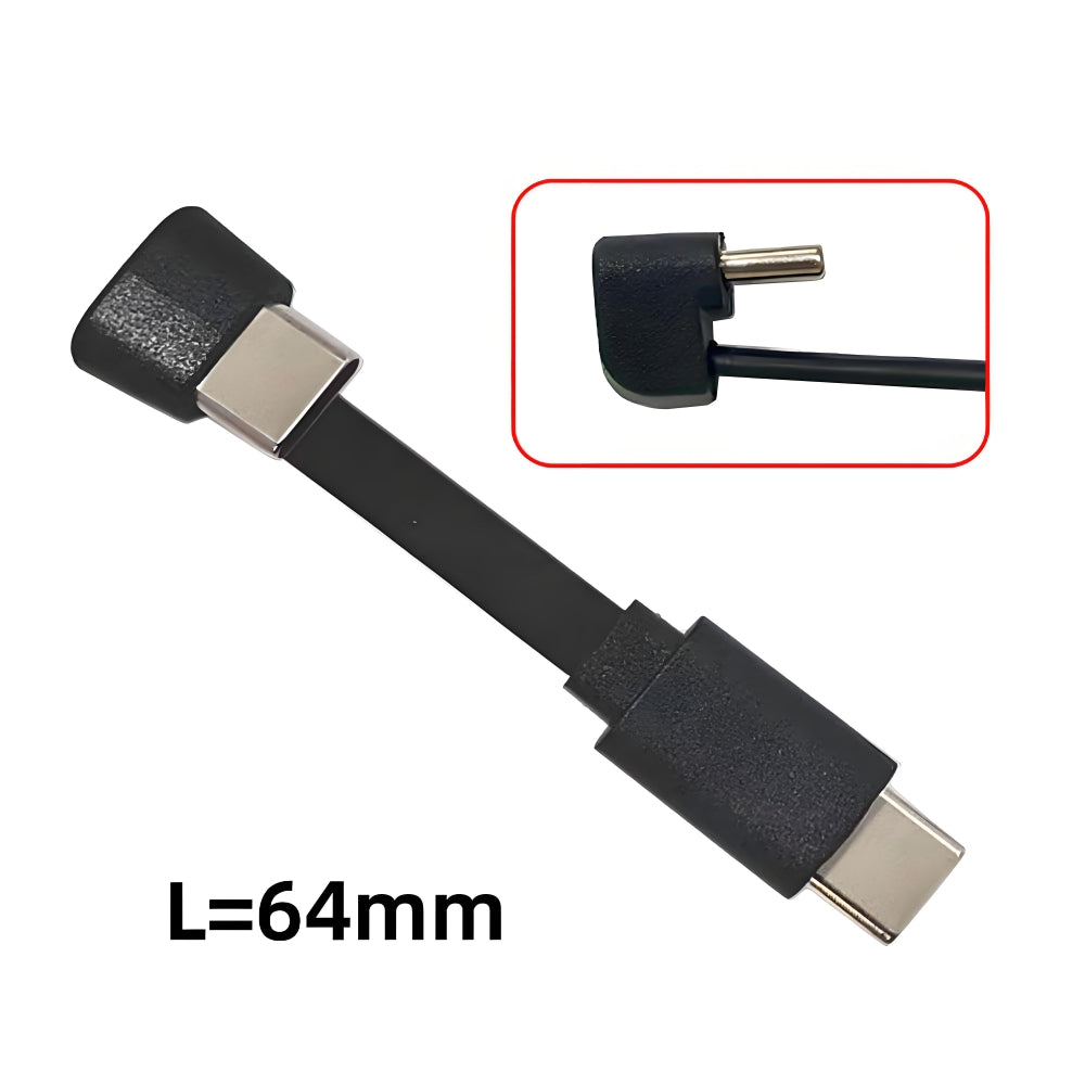 Ultra Slim Flat USB-C Type-C Male to Female Extension Power USB2.0 Data Cable Opposite U Shape Back Angled 65W Fast Charge for Laptop Tablet Phone