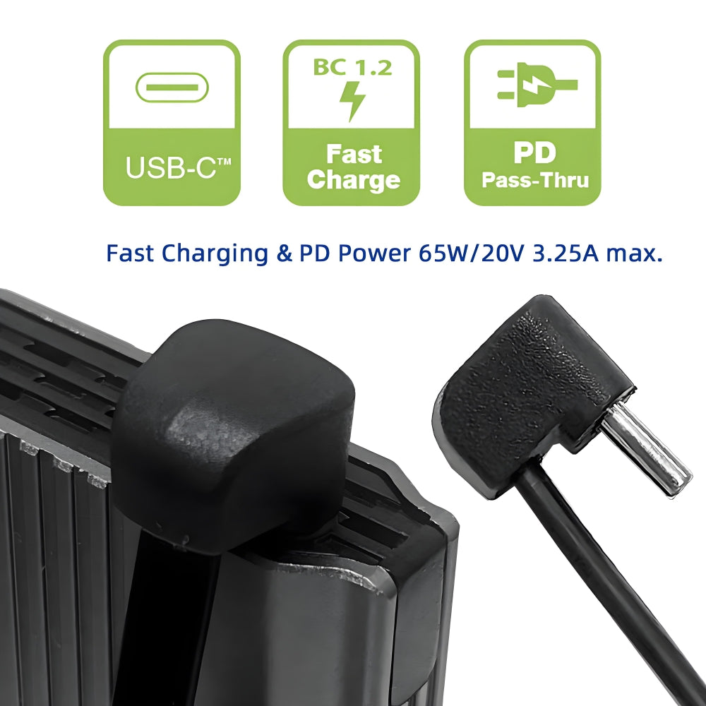 Ultra Slim Flat USB-C Type-C Male to Female Extension Power USB2.0 Data Cable Opposite U Shape Back Angled 65W Fast Charge for Laptop Tablet Phone