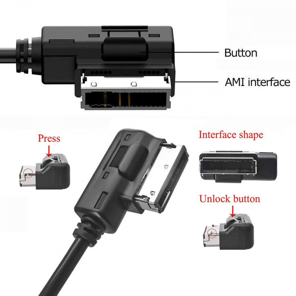 AMI MDI to 3.5mm Audio AUX Male Music Cable Compatible with Benz 2008-2016 Music Interface 1.3m