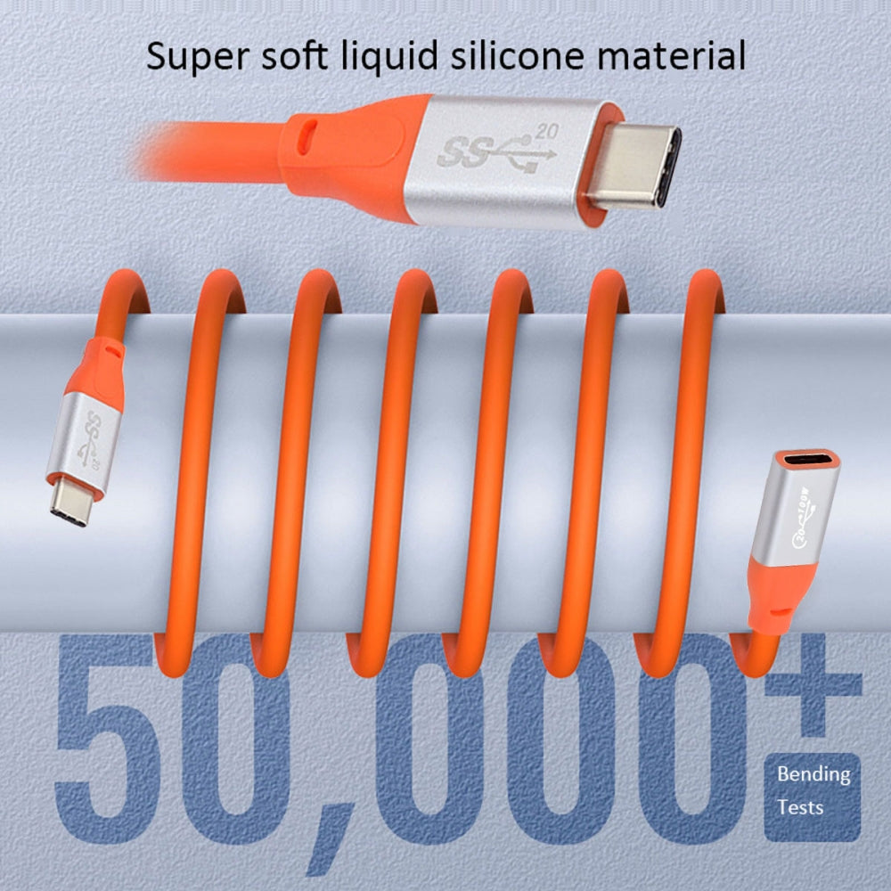 USB3.2 Male to Female Extension Cable 20Gbps Ultra Soft High Flex with 100W and 8K 5K USB4.0 Type-C Compatible with Thunderbolt3/4