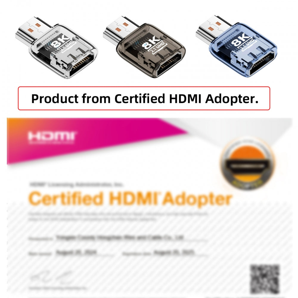3pcs/set HDMI Male to HDMI 2.1 Female UHD Extension Adapter Extender with Smart LED Light Support 8K 60hz HDTV