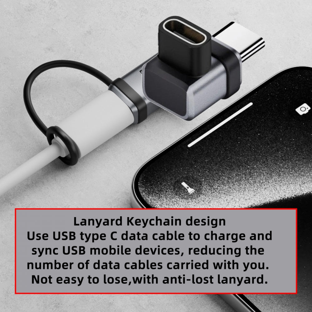 90 Degree USB5.0 80Gbps Male to Female Low Profile Down Up Angled Extension Adapter with Lanyard Keychain 240W 16K 8K 5K Compatible with USB4.0 Thunderbolt3/4/5