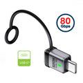 90 Degree USB5.0 80Gbps Male to Female Straight Extension Adapter with Lanyard Keychain 240W 16K 8K 5K Compatible with USB4.0 Thunderbolt3/4/5