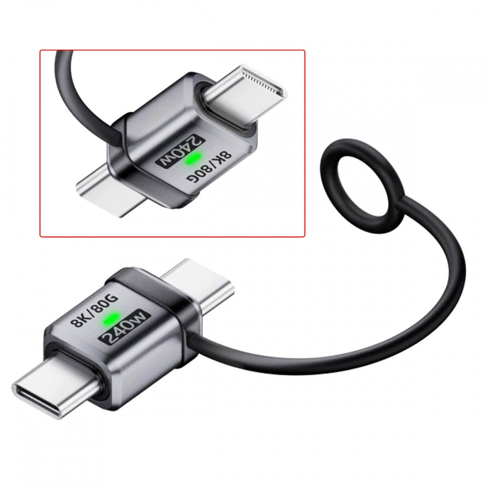 90 Degree USB5.0 80Gbps Male to Male Straight Extension Adapter with Lanyard Keychain 240W 16K 8K 5K Compatible with USB4.0 Thunderbolt3/4/5