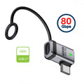 90 Degree USB5.0 80Gbps Male to Female Left Right Angled Extension Adapter with Lanyard Keychain 240W 16K 8K 5K Compatible with USB4.0 Thunderbolt3/4/5