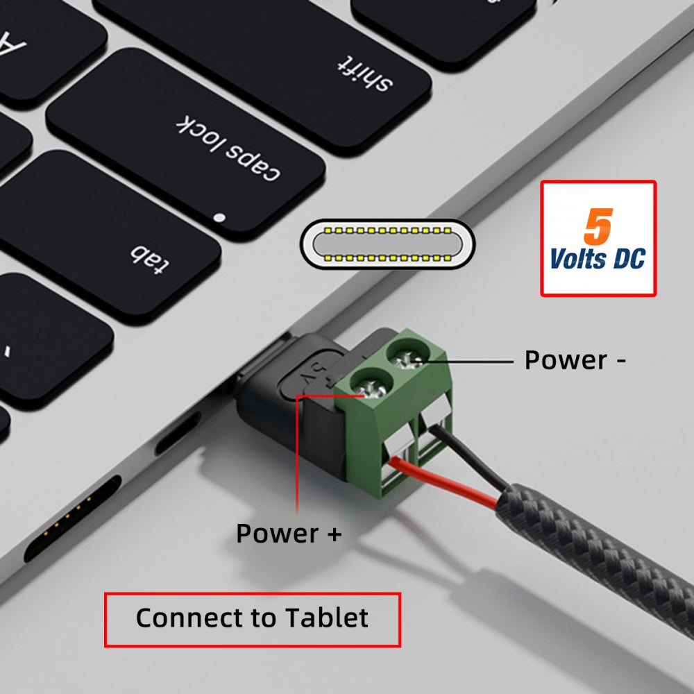 5pcs/set 2Pin Terminal Input to Type-C Male Plug Output Connector DIY OEM Repair Solderless Connector DC 5V Power