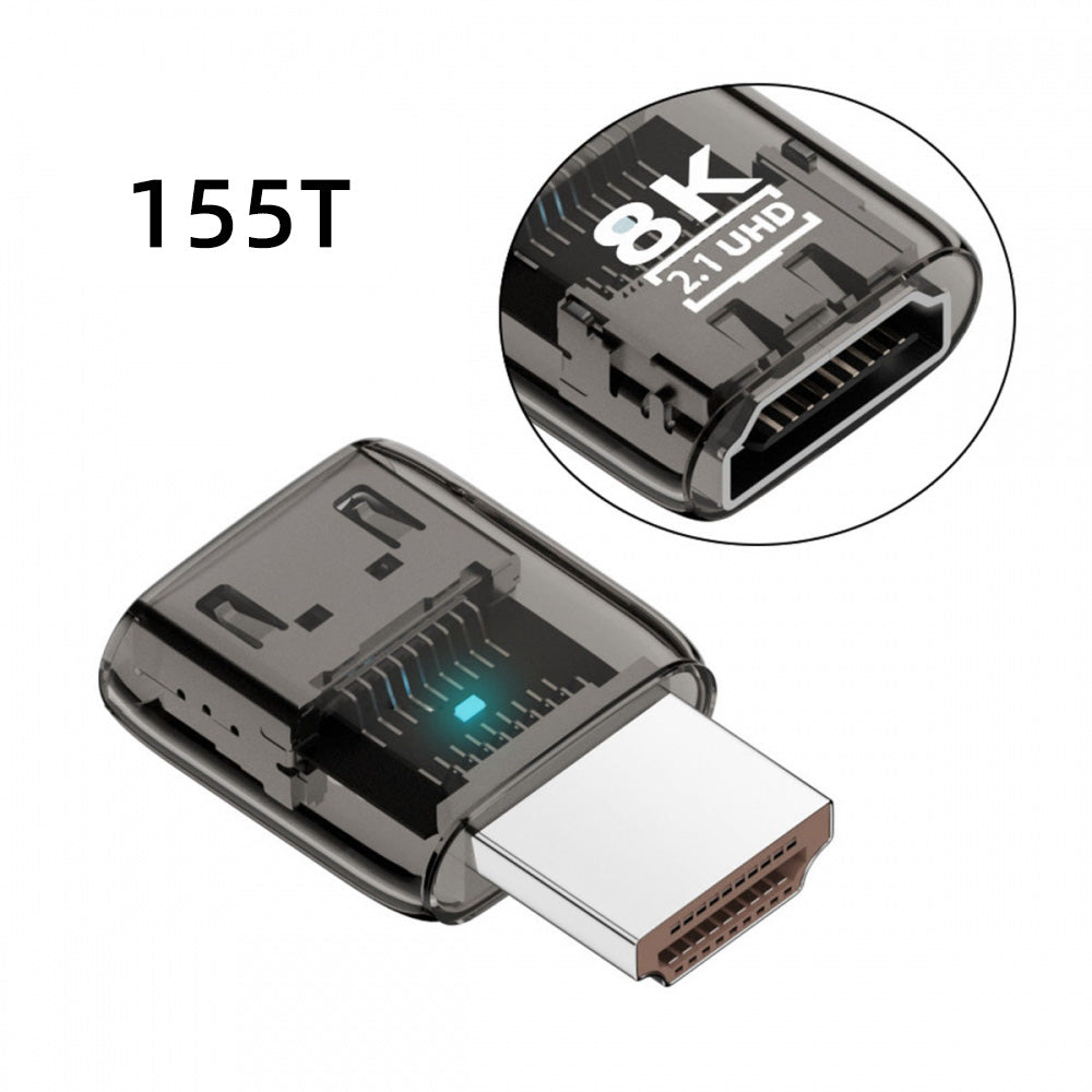 HDMI Male to HDMI 2.1 Female UHD Extension Adapter Extender Transparent with Smart LED Light Support 8K 60hz HDTV