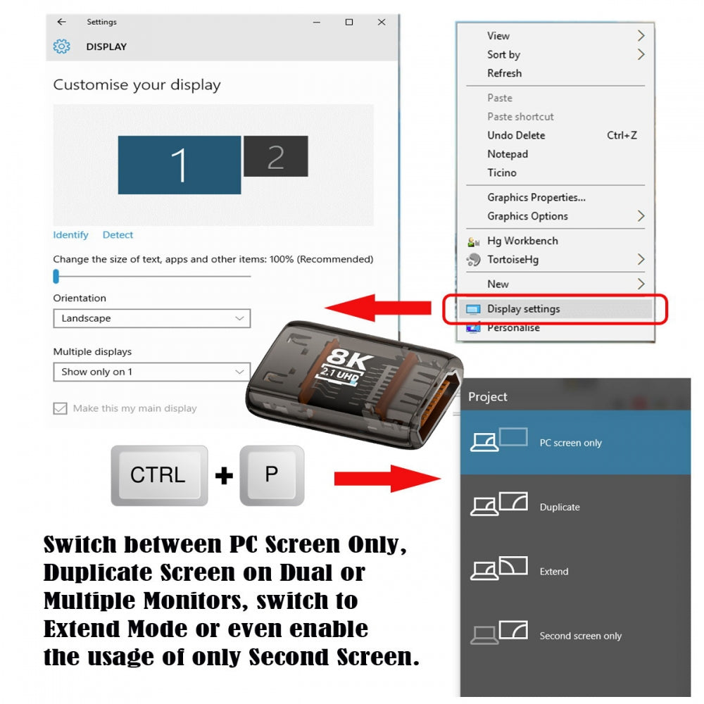 HDMI Female to HDMI 2.1 Female UHD Extension Adapter Extender Transparent with Smart LED Light Support 8K 60hz HDTV
