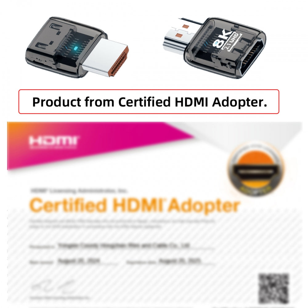 HDMI Male to HDMI 2.1 Female UHD Extension Adapter Extender Transparent with Smart LED Light Support 8K 60hz HDTV