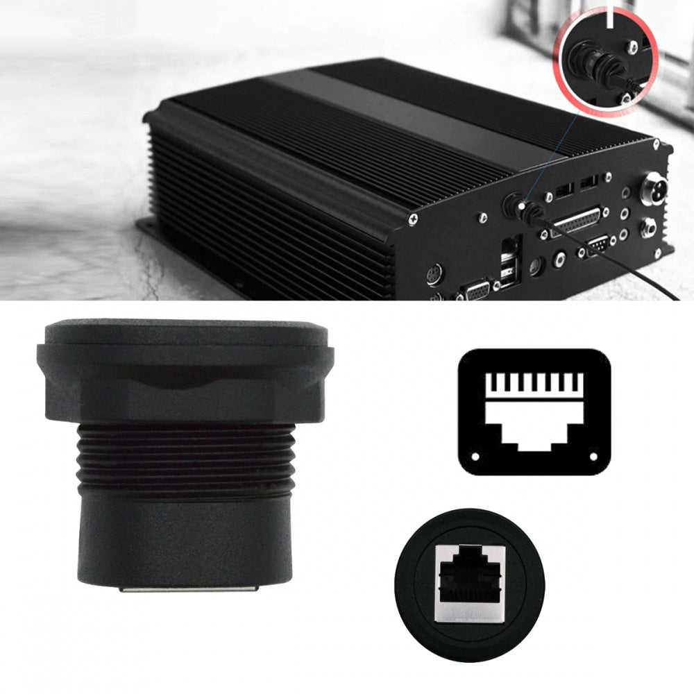Waterproof UTP STP RJ45 Female to CAT5E Female Networking Patch Extension Adapter Coupler Car Panel Mount Design