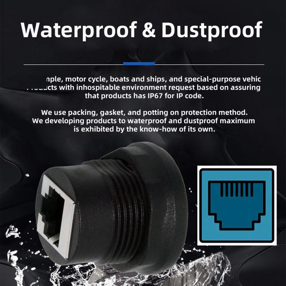Waterproof UTP STP RJ45 Female to CAT5E Female Networking Patch Extension Adapter Coupler Car Panel Mount Design